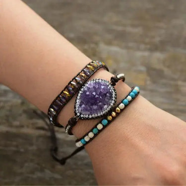 Amethyst Druzy Wrap Bracelet-Your Soul Place
